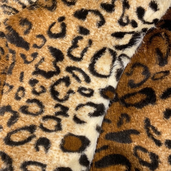 DOLCE CABO Leopard Print Brown Faux Fur Mobwife Waterfall Open Jacket S EUC - Picture 12 of 16